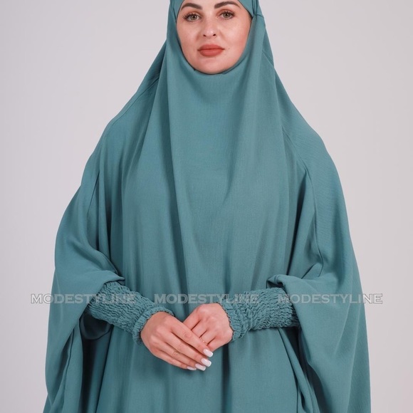 3 pc Jilbab set Turquoise Abaya set, Jilbab skirt and khimar with niqab Islamic - Picture 7 of 8